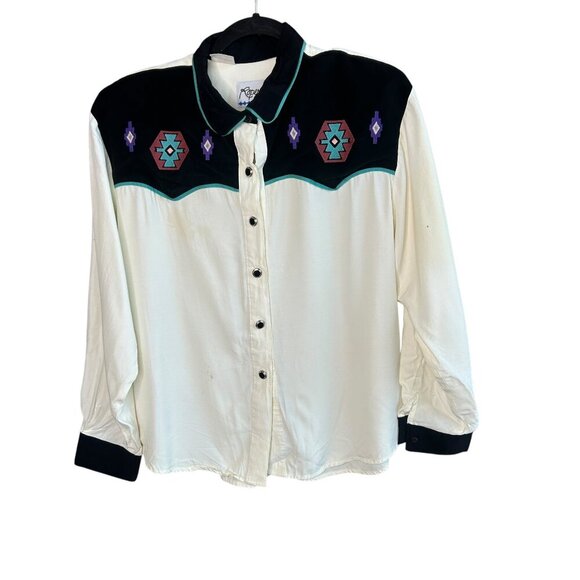 Vintage Roper Women's Aztec Pearl Snap Western Shirt Size Large AS Found - Picture 1 of 10